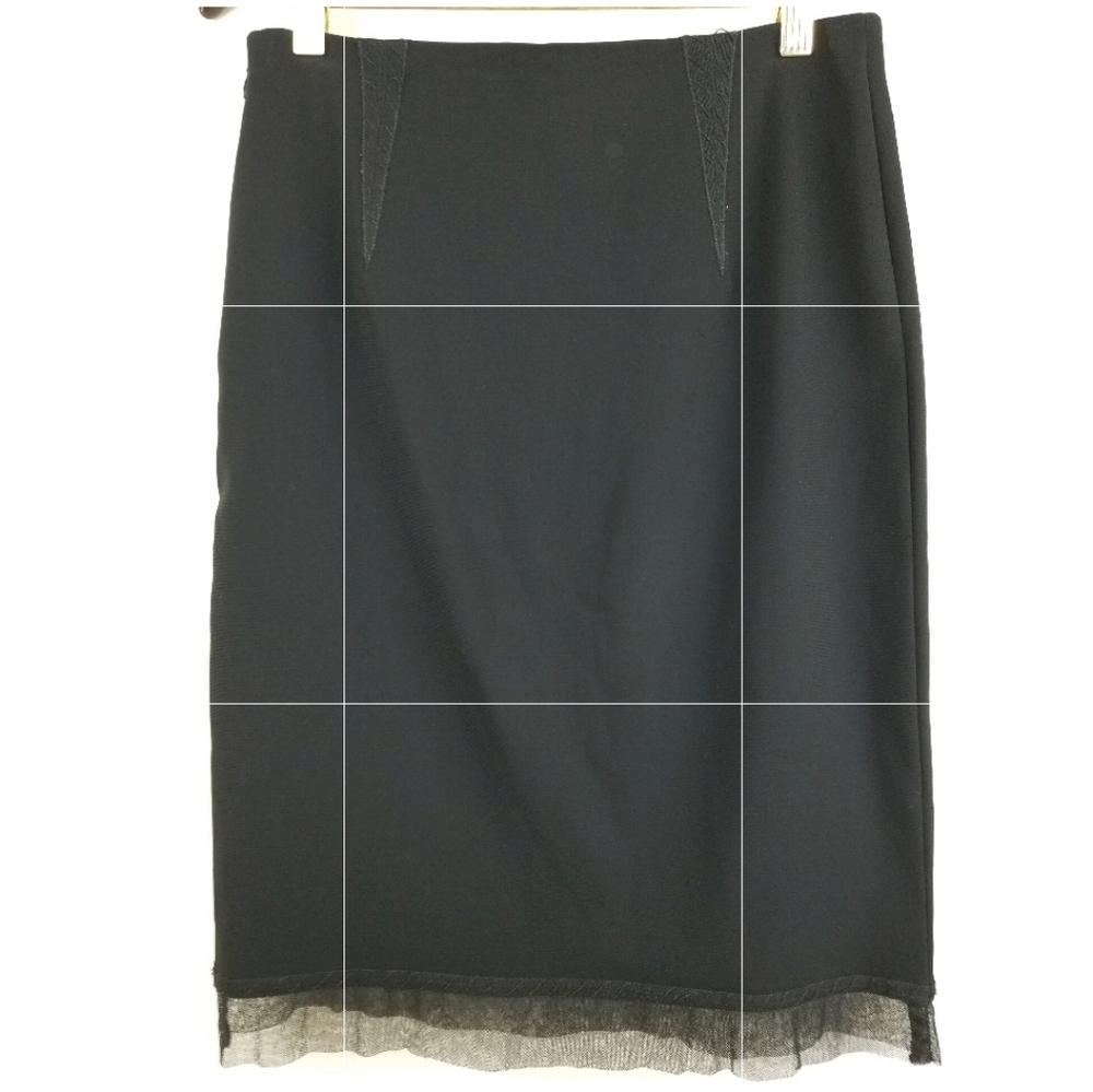 Vintage Moschino Couture Skirt Black Darted Mesh Trim Hem Pencil Womens Size 6 - Picture 7 of 13
